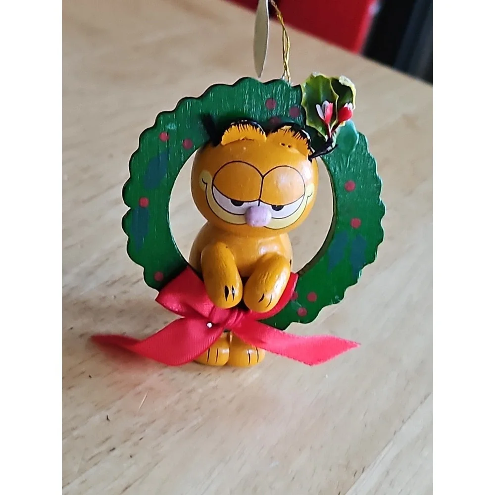 Vintage‎ GARFIELD Wooden Christmas Ornament 1981 United Feature Syndicate Dakin